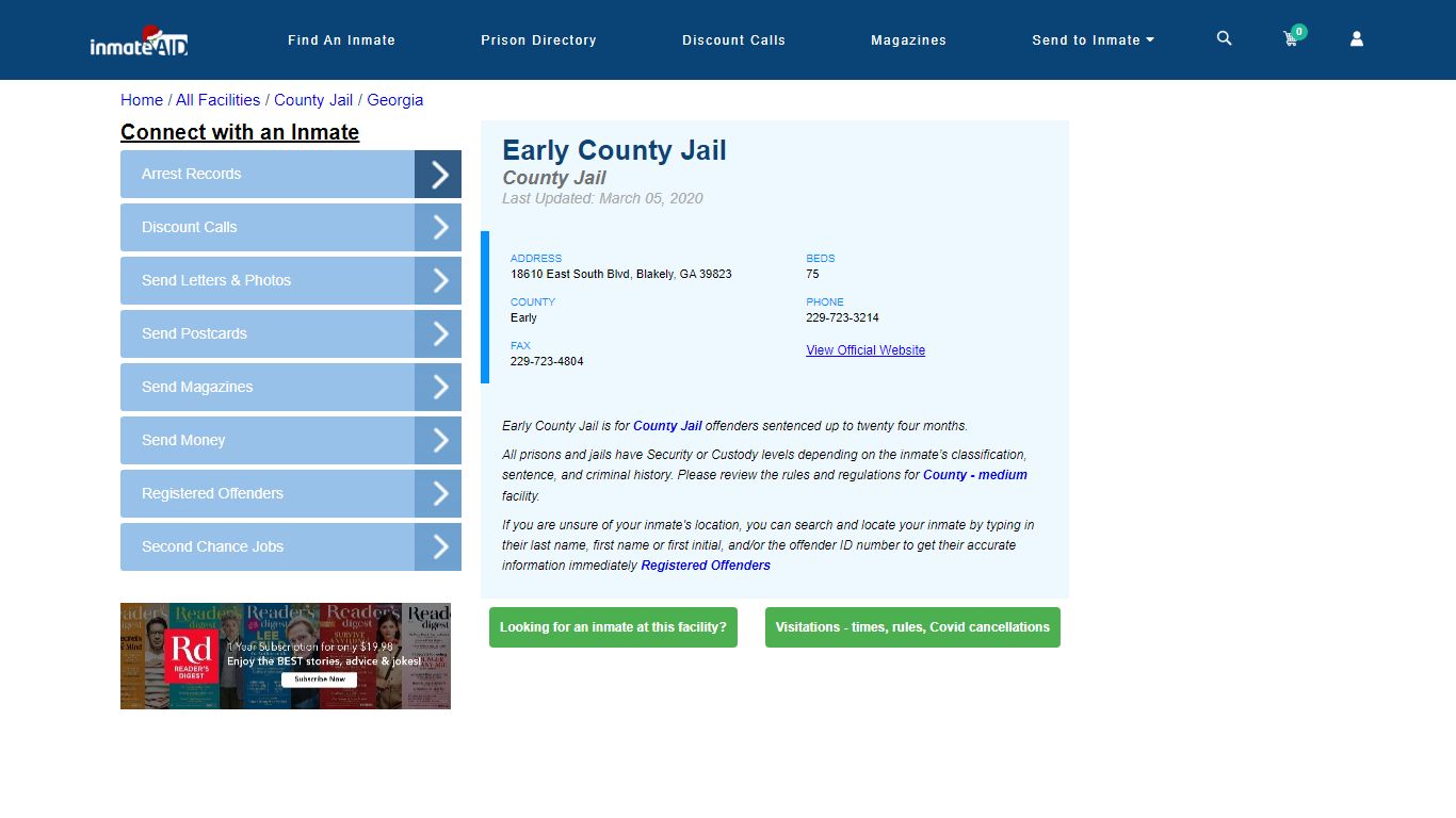 Early County Jail - Inmate Locator - Blakely, GA